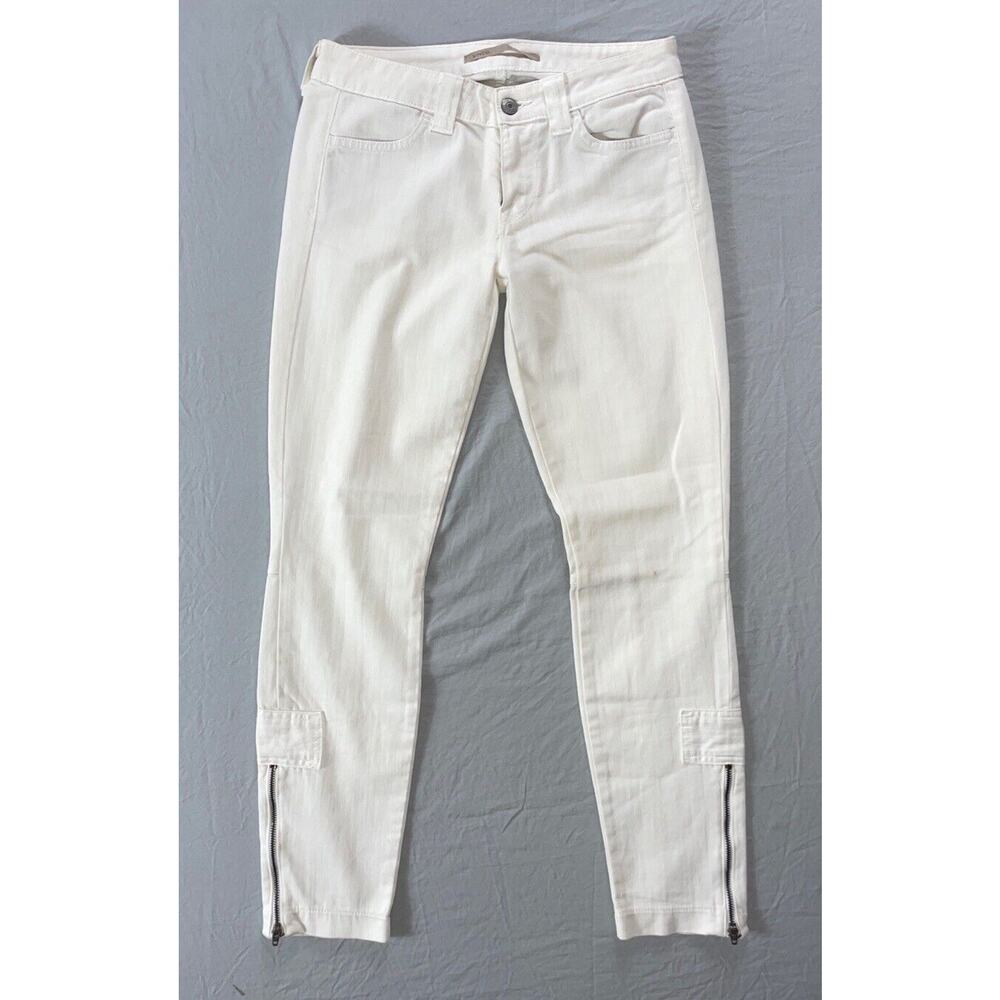Vince DV102-2181 Skinny Zip Cuff Ankle Stretch Denim Jeans. Off-White, Womens 26